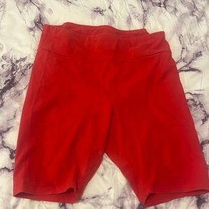 Red biker shorts
